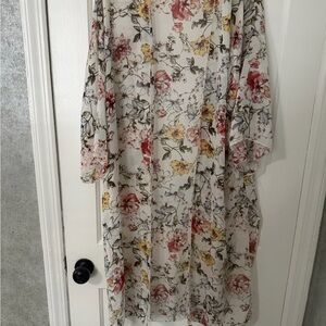 Fashion Nova Floral Long Sleeve Dress - Red, Yellow, Cream